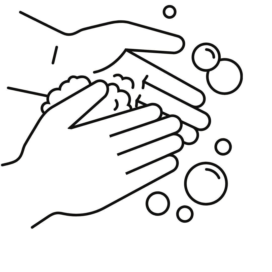 Ilustración en blanco y negro del lavado de manos